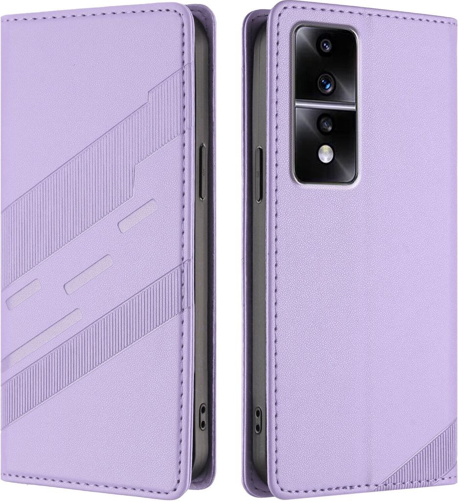 Hülle für Honor 80 GT, Kunstleder Brieftaschen Handyhülle mit Kartenfach und Standfunktion Violett