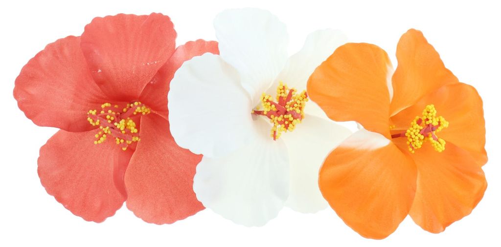 3er-Pack Haarspangen in Eierform mit Blumenmotiv – weiß + orange + rot