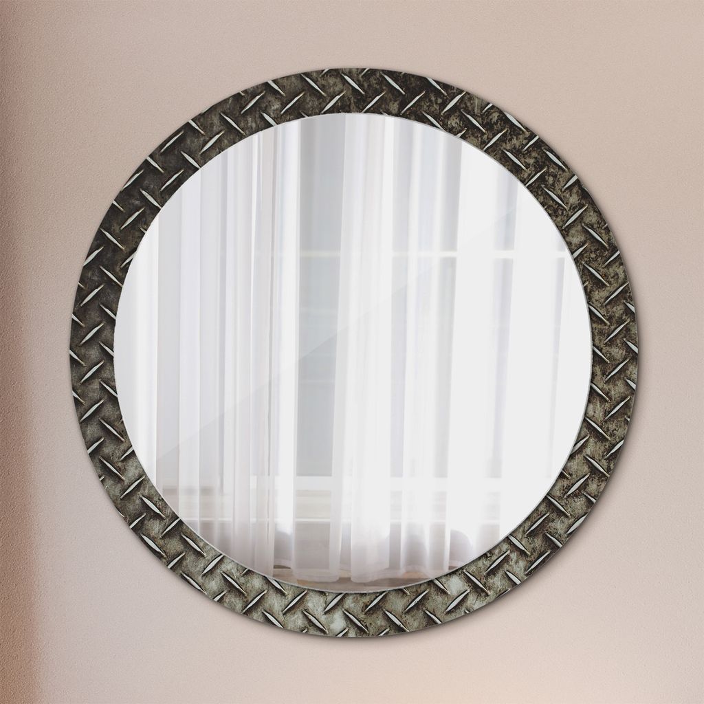 Spiegel - Mirror zum Wandspiegel Schlafzimmer – Schminkspiegel- stahl textur- Ø90cm