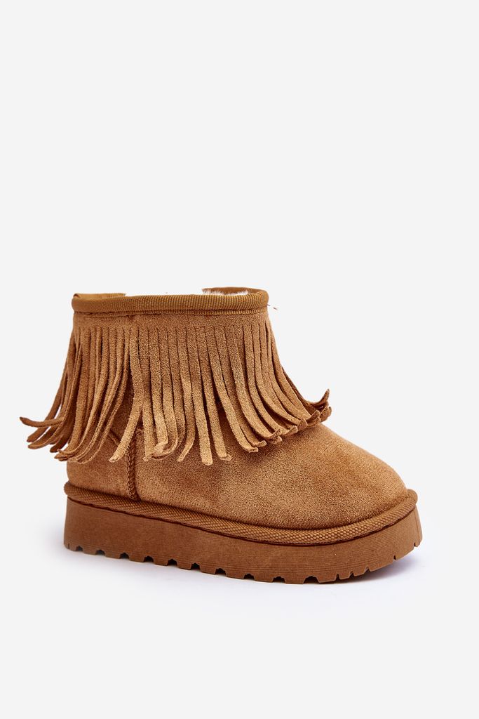 Gefütterte Kinder Schneestiefel Mit Schmuckfransen Camel Nimia 28