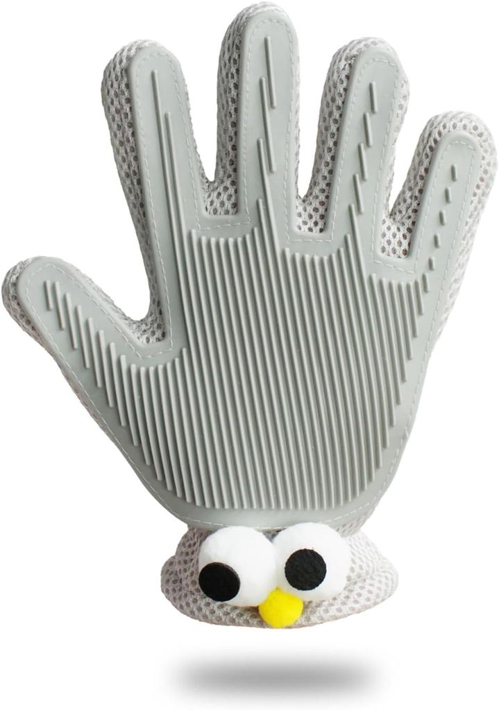 Grauer 2-in-1-Handschuh zur Haarentfernung, Massage und zum Baden von Hunden, Katzen, Pferden und Kaninchen – Effektive Haarentfernung