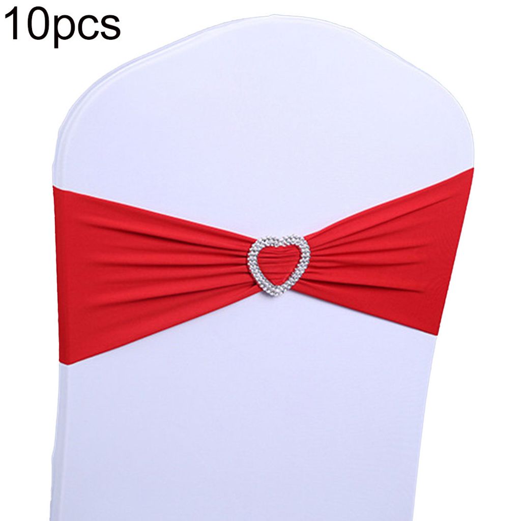 10pcs Elastic Bowknot Band Party Stuhl Sash Cover Belt Hochzeit Bankettdekoration-Rot