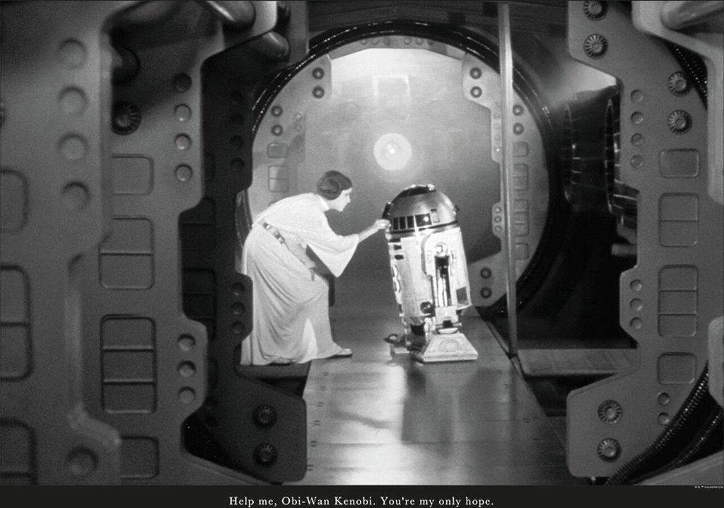Disney Poster Star Wars Leia & R2D2 Schwarz-Weiß - 610256 - 70 x 50 cm