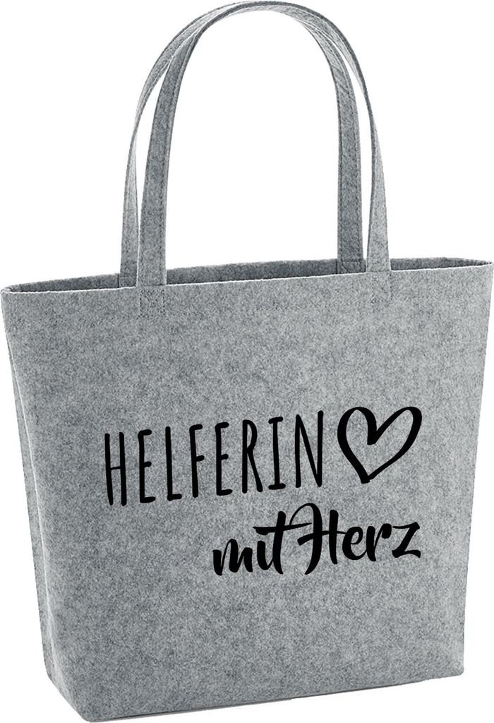 Huuraa Filzshopper Herferin mit Herz 22 Liter Grey Melange Filztasche Geschenkidee