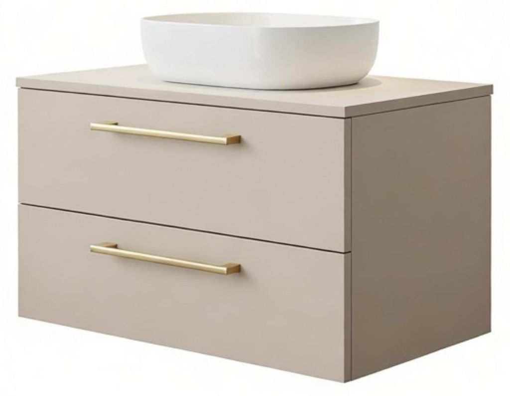 Waschtisch mit Unterschrank ONE 2 Schubladen Kaschmir 80x50x46 hängend Badezimmer Badezimmermöbel