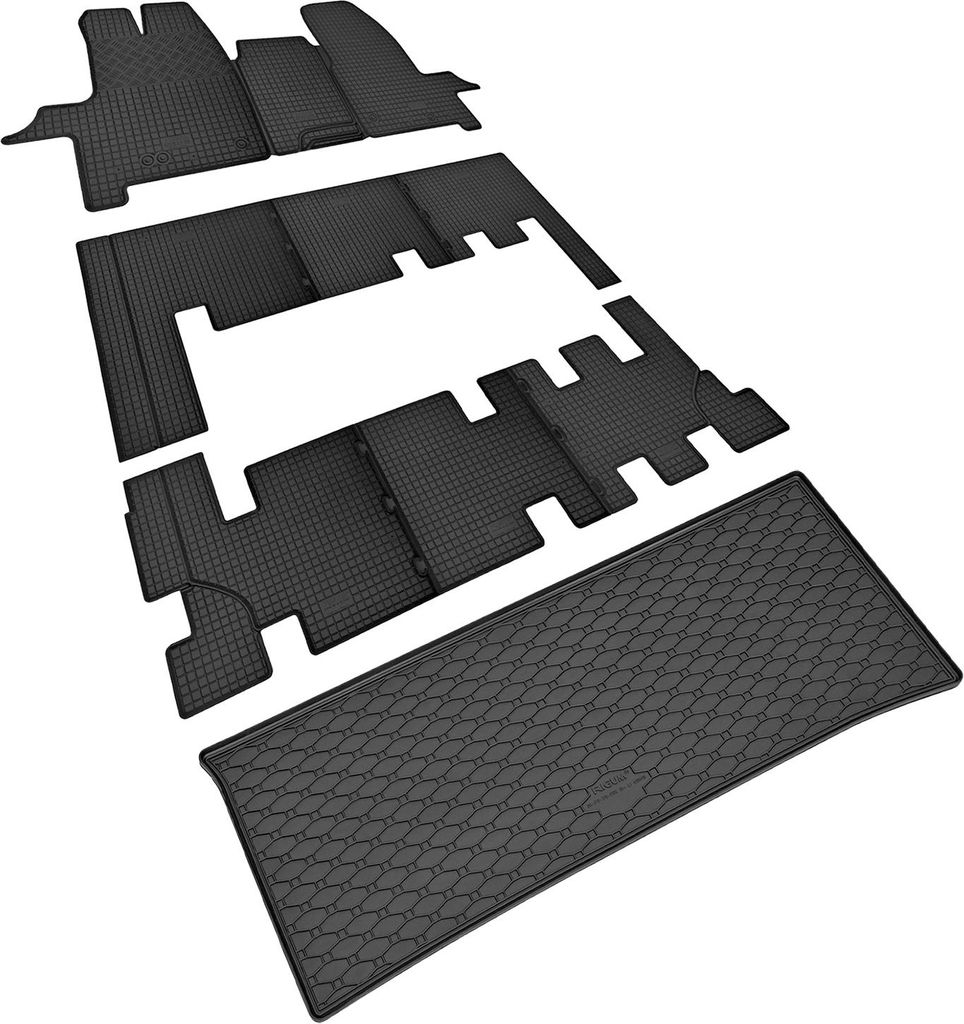 Passgenaue Gummifußmatten und Laderaumwanne von Z4L passend für Ford Transit Custom ab 2012 bis 2024 | 8Sitze L1