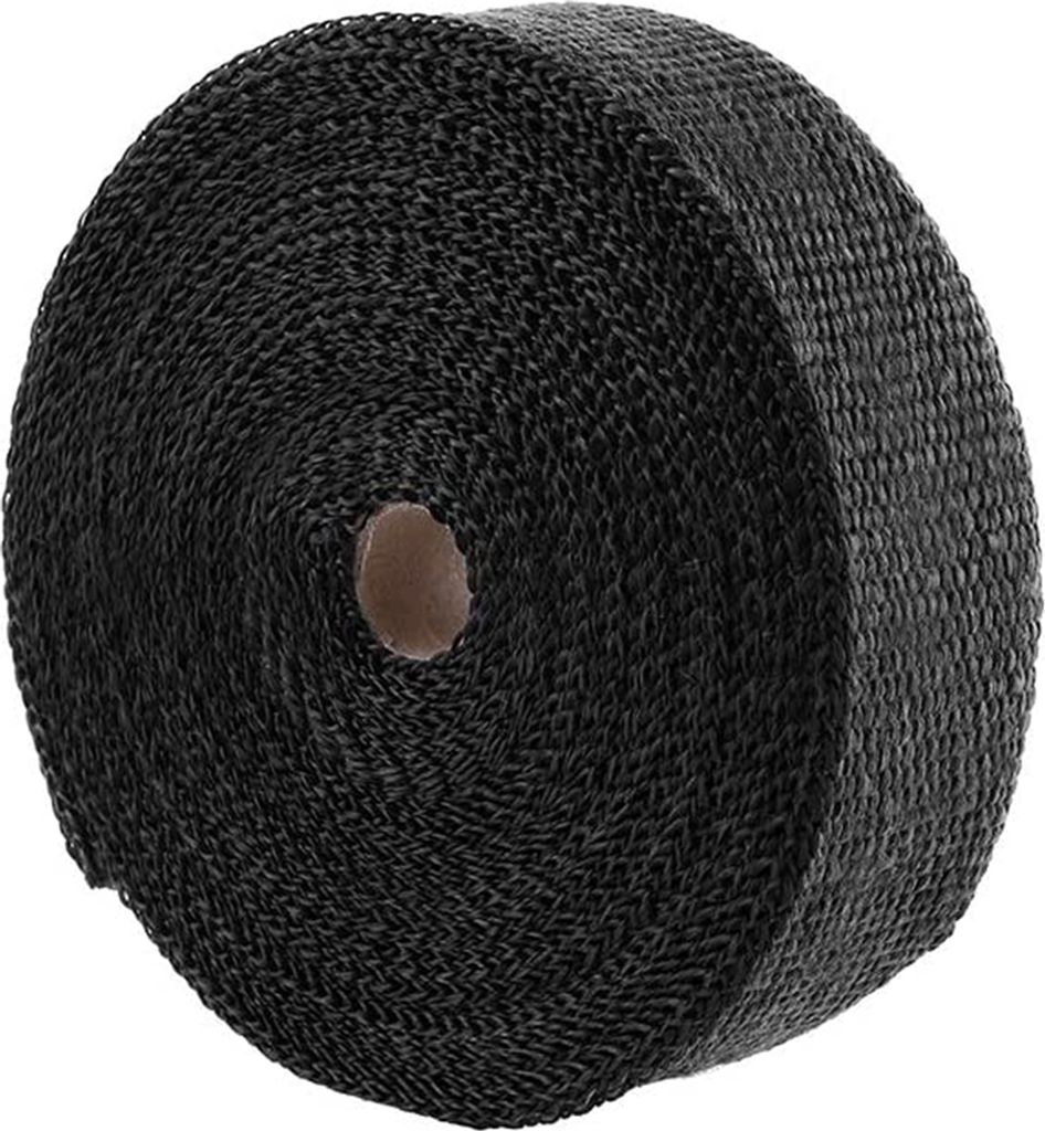 QC022932000H Schwarzes Auto Auspuffrohr Wärmeisolierung wickeln 50mm x 15m mit 10 Edelstahl Kabelbinder