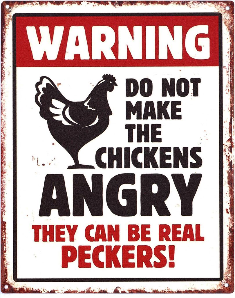 Moritz Deko Blechschild Warning Do not Make Chickens Angry Retro Geschenk-Idee aus Metall Vintage-Design zur Dekoration