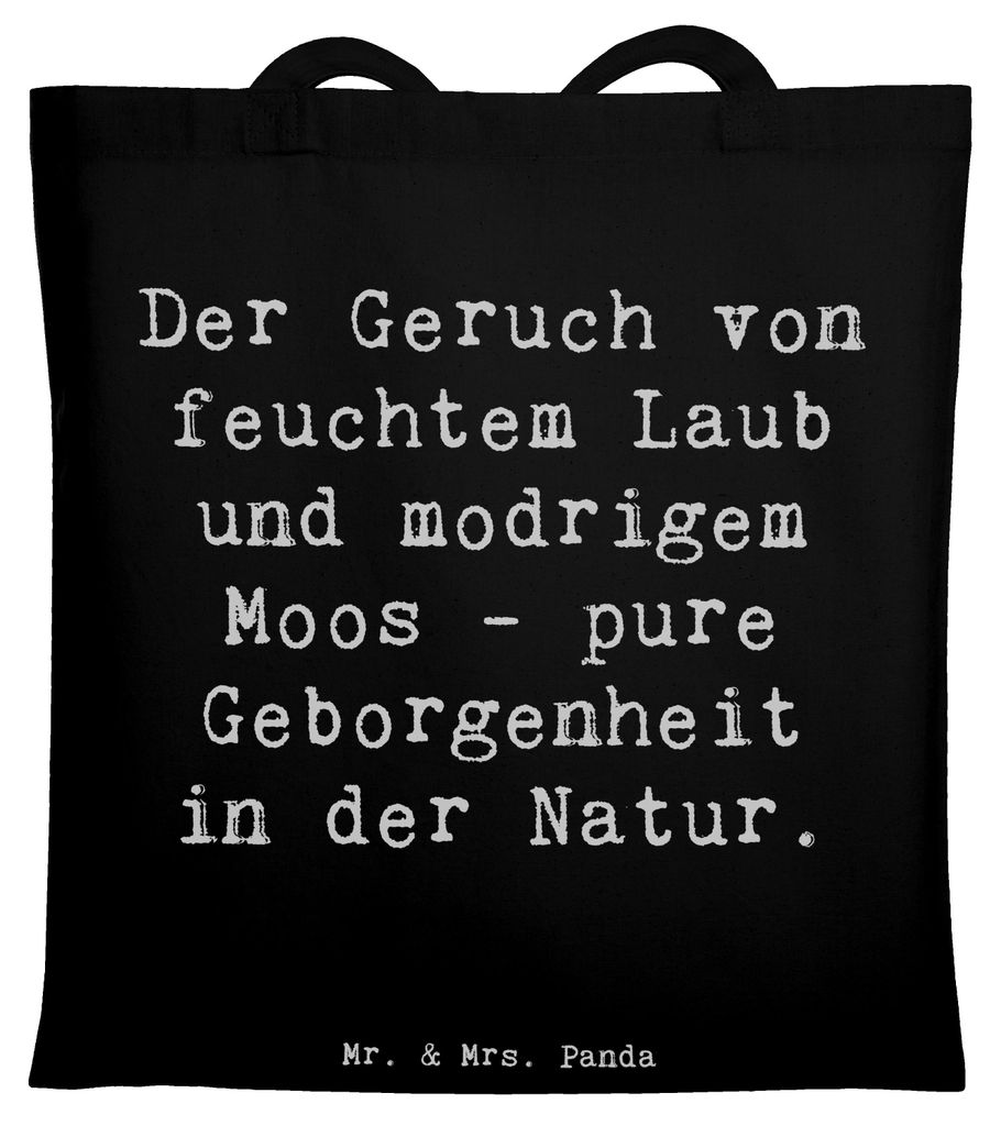Mr. & Mrs. Panda Jutetasche Spruch Geborgenheit in der Natur - Schwarz - Geschenk, Zitat, Einkaufstasche, Motivation, Gefühl, Stoffbeutel, wohltue...