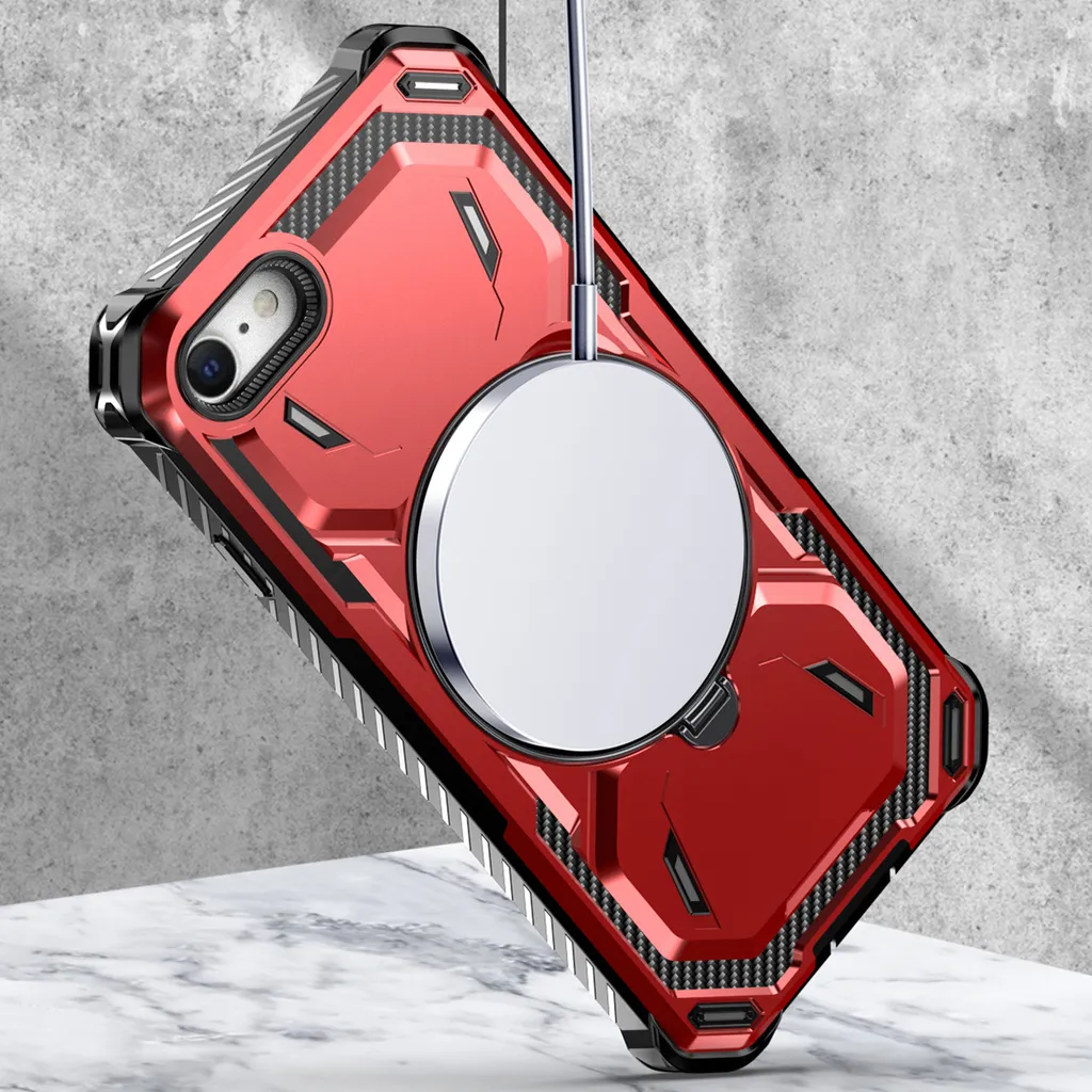 Cover MagSafe iPhone 8/SE 2022 Rossa con Stand Magnetico Integrato - 5