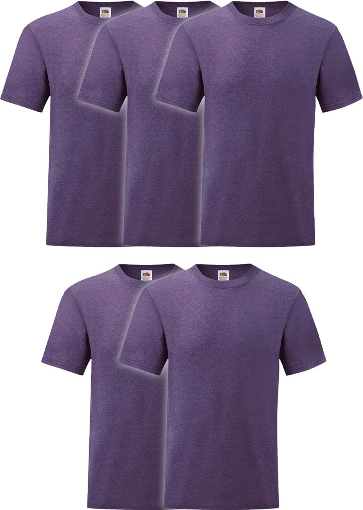 5er Pack Fruit of the Loom Valueweight T-Shirt + GRATIS MyShirt Stoffbeutel Farbe: violett meliert Größe: XL