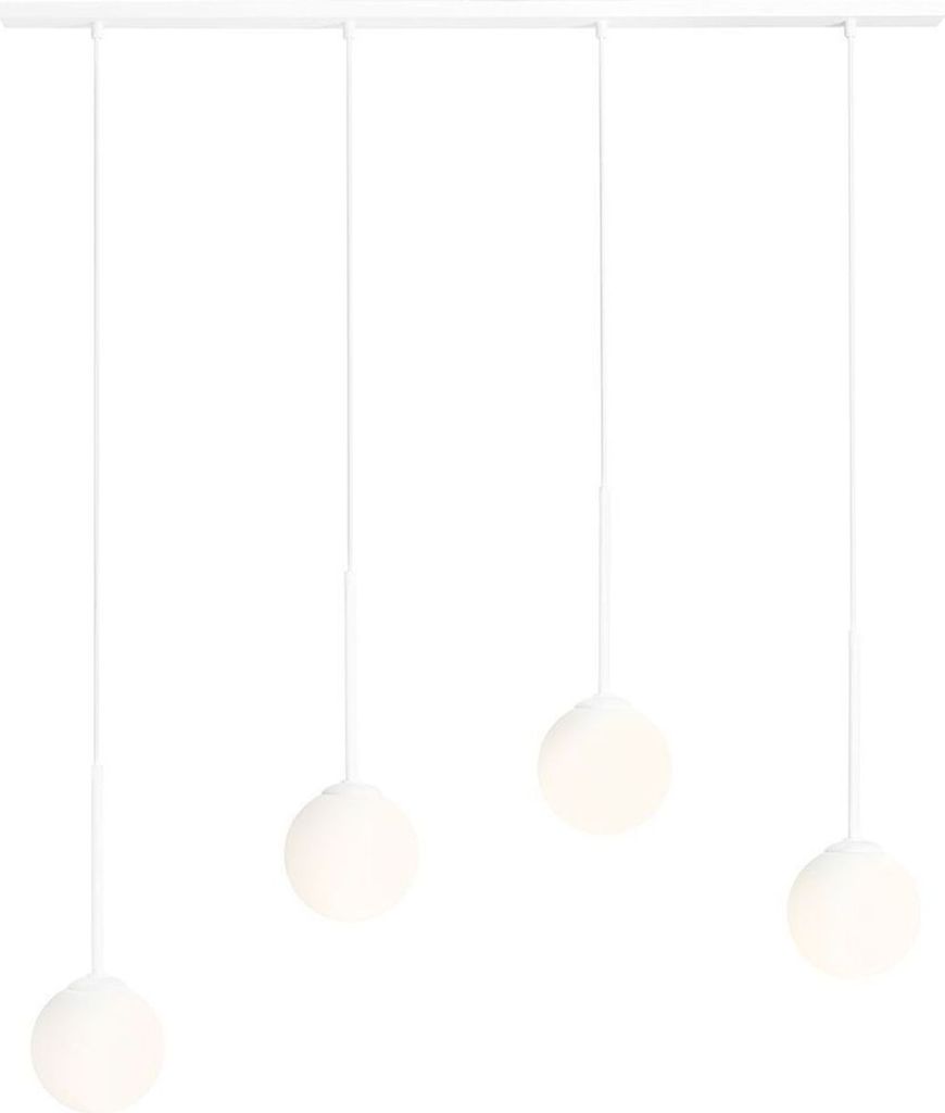 Hängelampe Metall Glas E14 H: max. 120 cm Weiß 4-flammig Kugel Schirm Modern Hängeleuchte