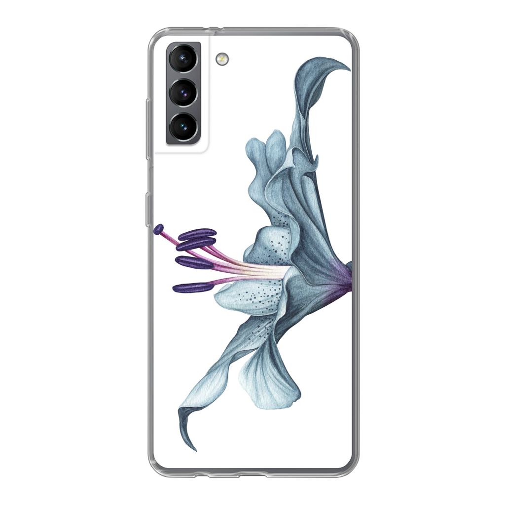 MuchoWow Handyhülle Schutzhülle Hülle für Samsung Galaxy S21 Plus Blumen - Aquarell - Lilie Silikon Softcase Handy Hülle - Handy-Tasche