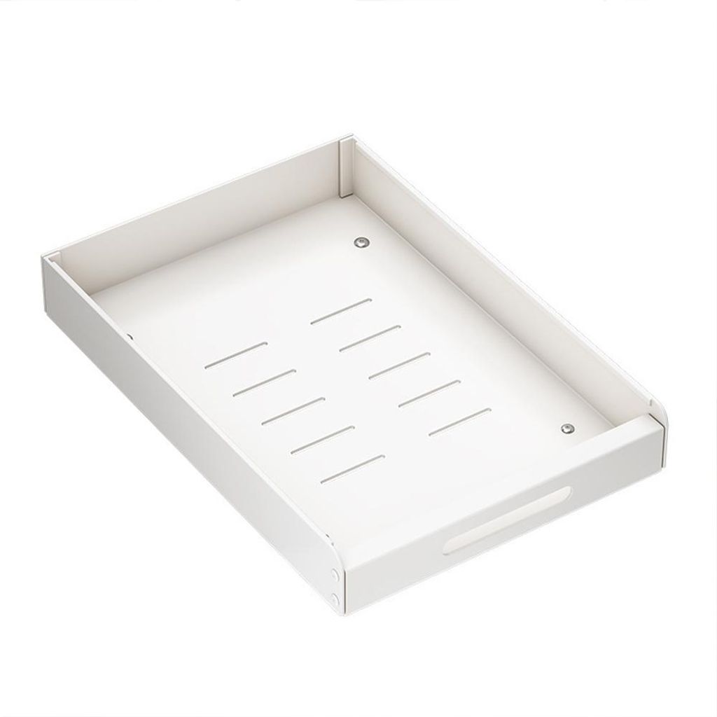 Ausziehbarer Küchenschrank Organizer Ausziehregale aus Kohlenstoffstahl Teleskopschublade für Küche, Bad und Kleiderschrank 35x43x6 cm weiß