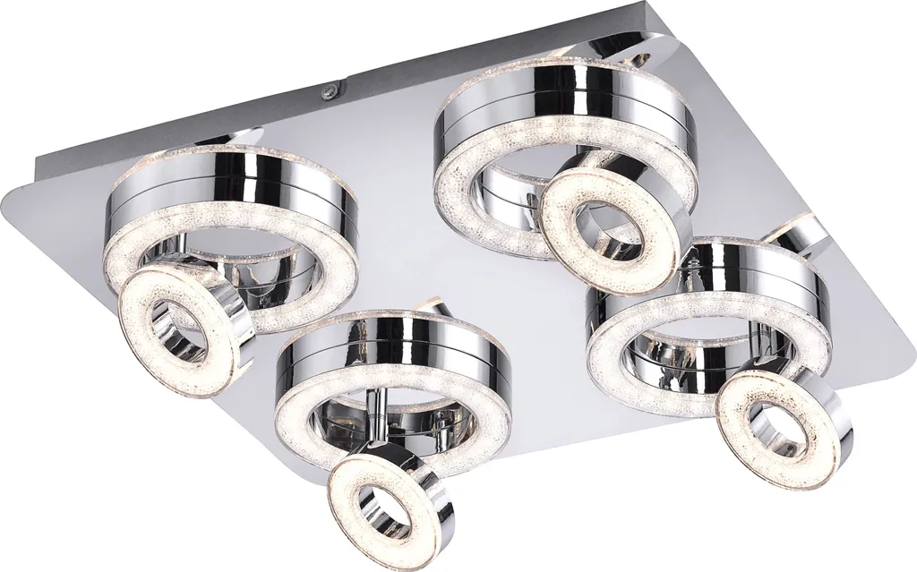 Luminaire Plafonnier LED Moderne en Cristal et Chrome de 40cm Carré