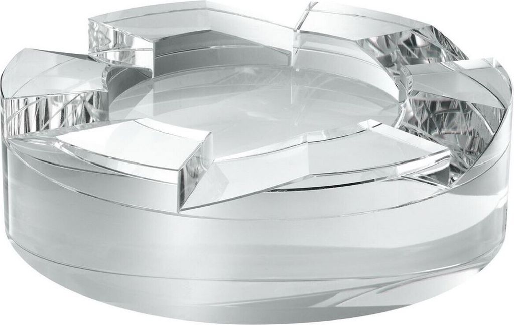 Casa Padrino Designer Kristallglas Schale Ø 24 x H. 7 cm - Runde Deko Schale - Schreibtisch Deko - Luxus Qualität