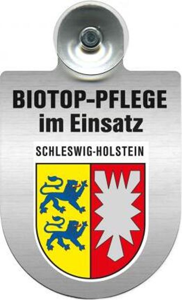 Einsatzschild mit Saugnapf - Biotop Pflege im Einsatz - incl. Regionenwappen 393808 Color - Region Schleswig-Holstein