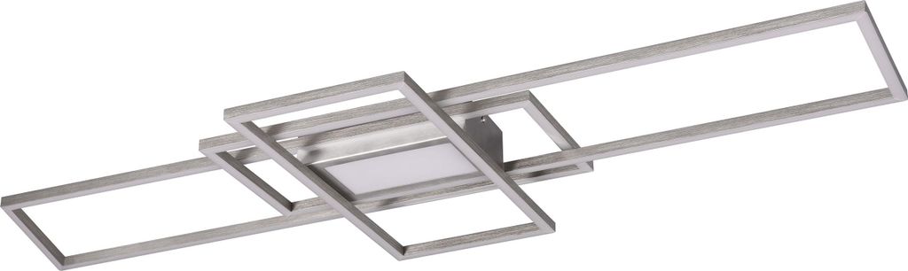 A modern, geometric ceiling light fixture with multiple rectangular frames and an integrated LED panel.