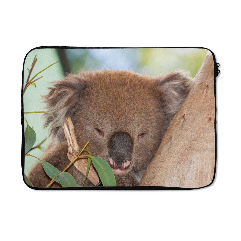 MuchoWow Laptop Hülle 13 Zoll Koala - Blätter - Grau Laptoptasche - Laptophülle - Sleeve - Rundumschutz