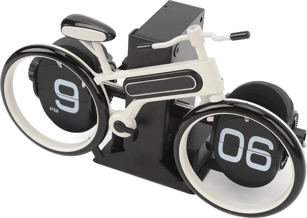 Horloge à bascule vélo vintage blanche - Pendule mécanique de bureau