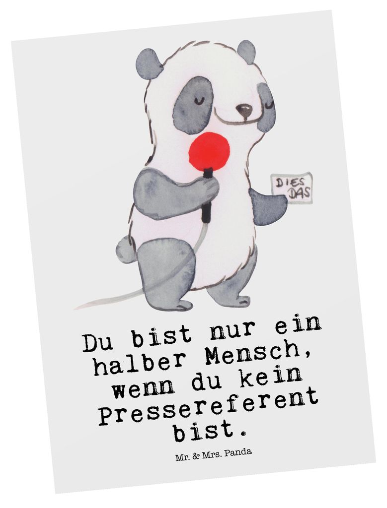 Mr. & Mrs. Panda Grußkarte Pressereferent Herz - Weiß - Geschenk, Ansichtskarten, Spruch, Witzig, Postkarten, Presseagentur, Studium, Lustig, Pos...
