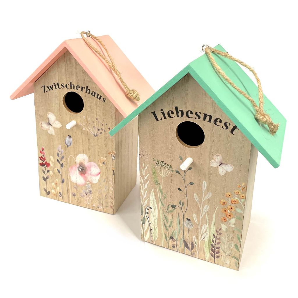 2er Set Holz Vogelhaus Vogelhäuschen Vogel Nistkasten 22 x Produktbild 