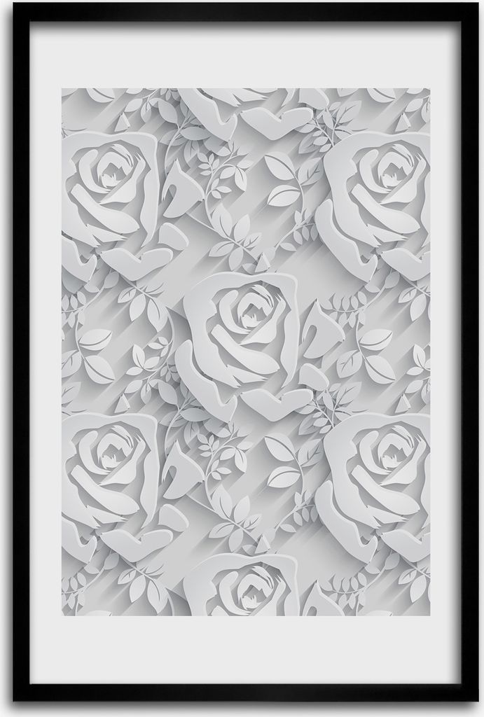 Bild - Bilderrahmen - 40 cm x 60 cm - MDF - Rahmen - Wandkunst - Rosen