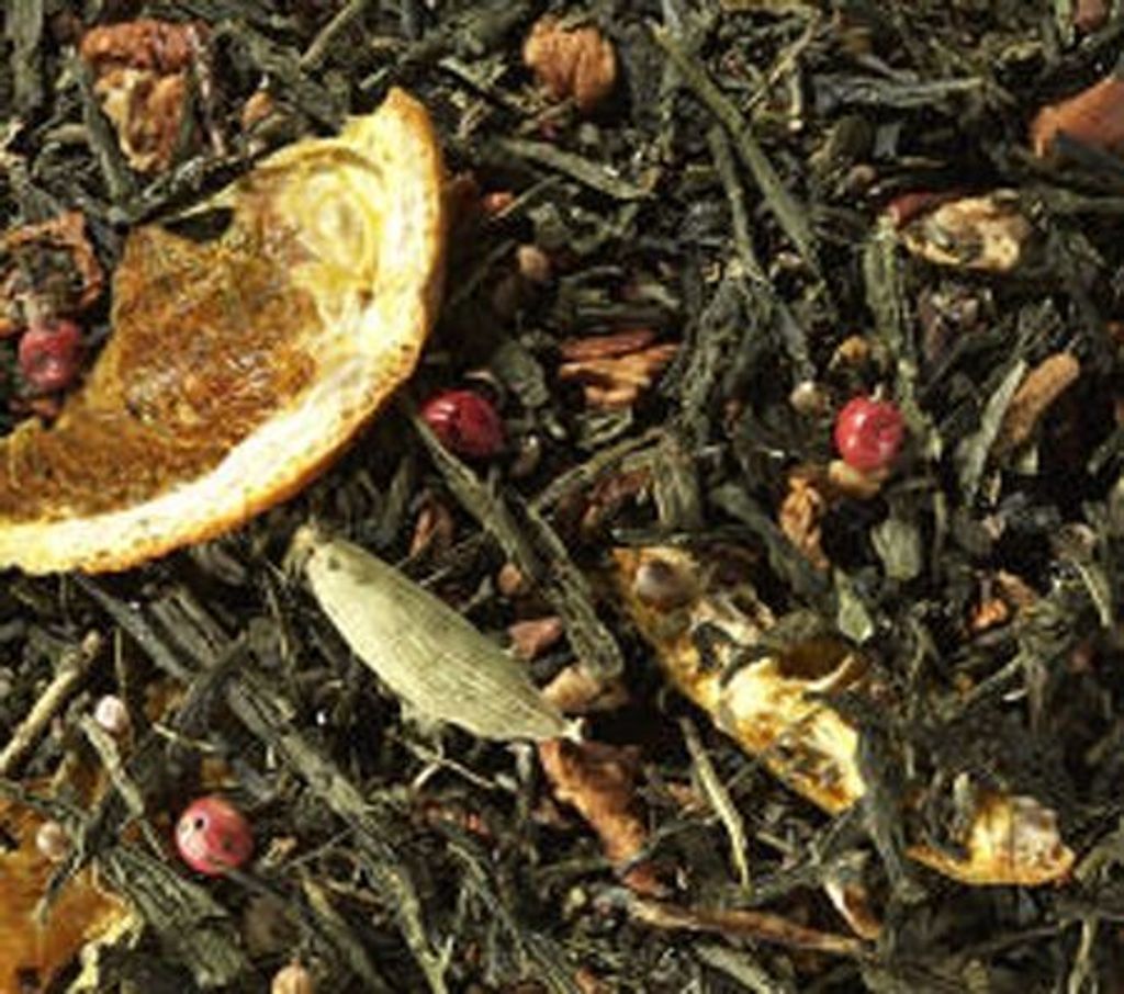 1 kg Grünteemischung Sencha Orangenplätzchen aromatisiert