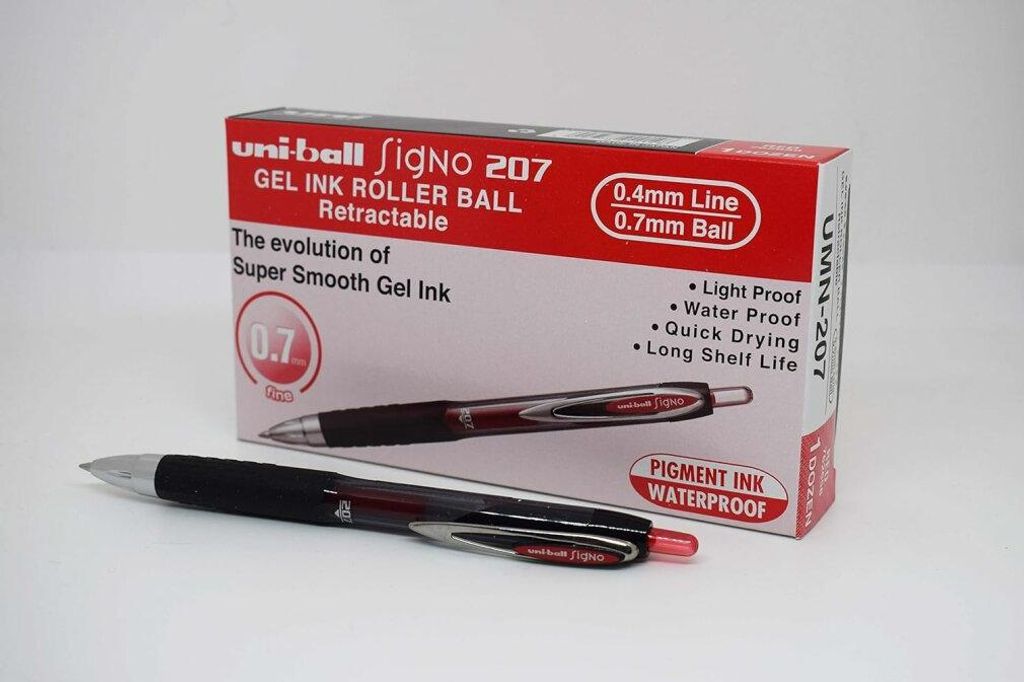 uni-ball Signo 207 Gelschreiber schwarz/transparent 0,4 mm, Schreibfarbe: rot, 1 St.