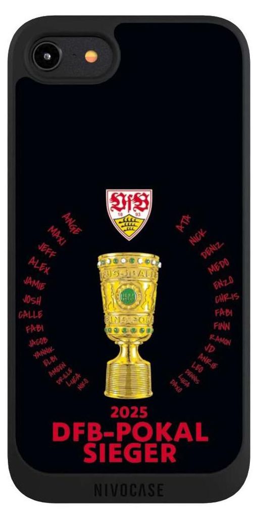 NIVOCASE Handyhülle für Apple iPhone 8 Hülle NIVOpure Case Schwarz Offizielles Lizenzprodukt Pokal VfB Stuttgart