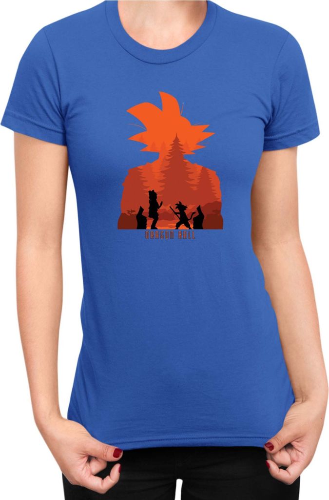 Damen T-Shirt Dragon Anime Manga Ball Z Goku 02, Lady M / Blau