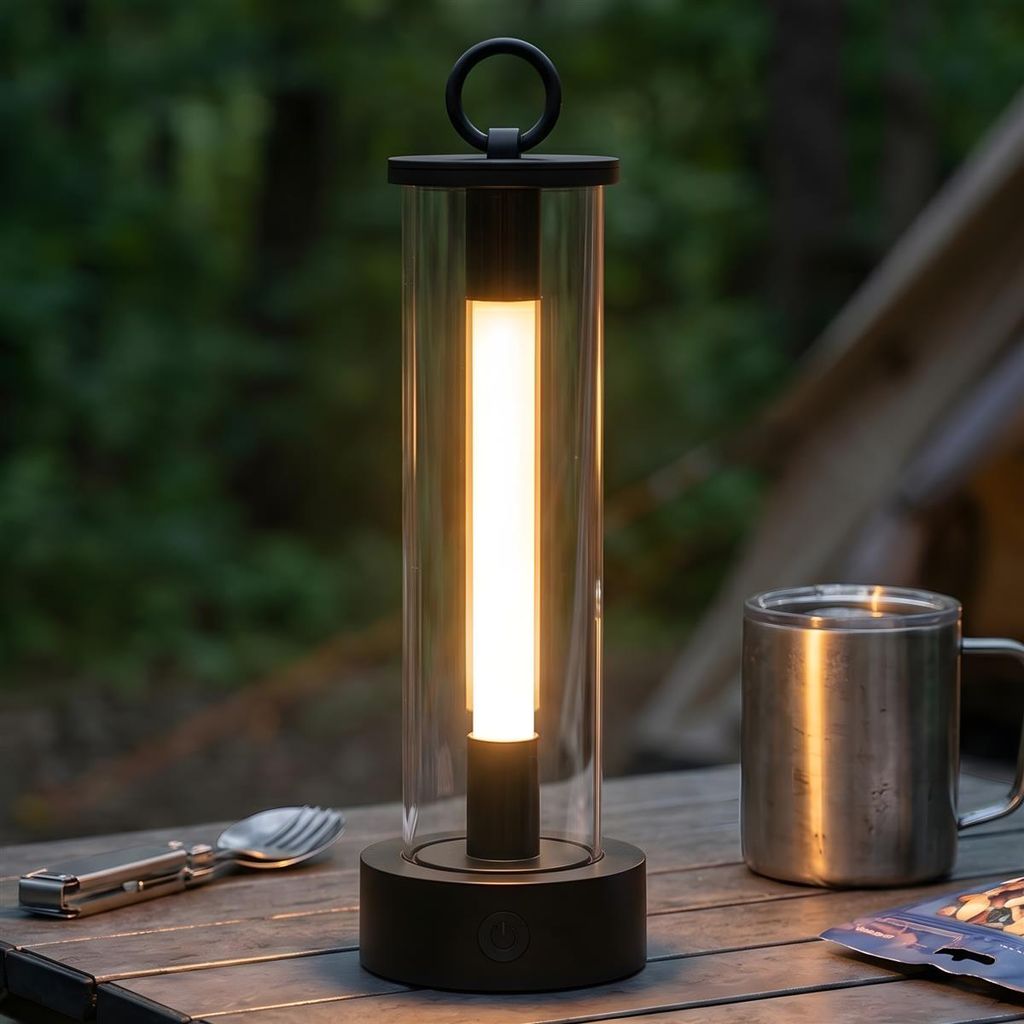 LED Lampe "Outdoor" Stableuchte dimmbar, 20 cm hoch, Gartenlampe wetterfest, USB aufladbare Campinglampe, Hängelampe für Draußen