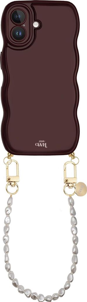 xoxo WH Glossy Wavy Cord Case Burgundy für iPhone 16 – Pearlfection – Kurz