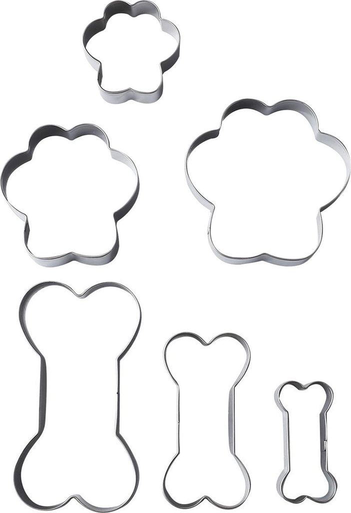 Ausstechformen-Set mit Hundemotiv, mit PVC-Oberteil, Ausstechformen mit Hundeknochen und Pfotenabdruck, niedlicher Tier-Keksausstecher, Form für L...