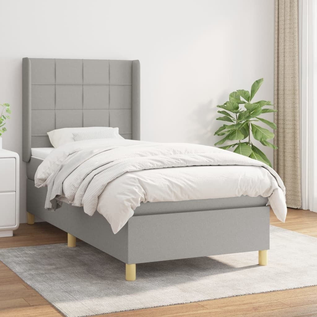 Maison Exclusive - Boxspringbett mit Matratze Hellgrau 100x200 cm Stoff