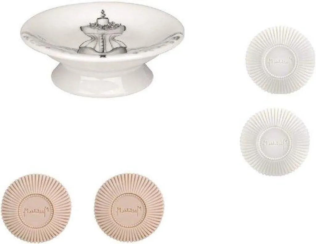 Porte-savon céramique durable incluant 4 savons de 85g aux huiles