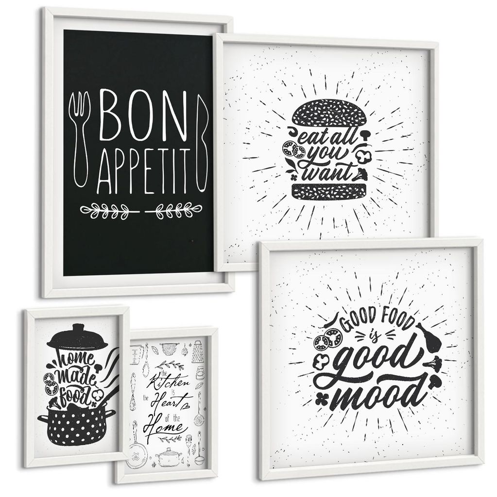 Bilder Set 5-teilig im weißen Rahmen – Wandbilder 5 Stück – gerahmte Poster für Wohnzimmer, Schlafzimmer und Flur – 50x50 cm - 40x60 cm ...