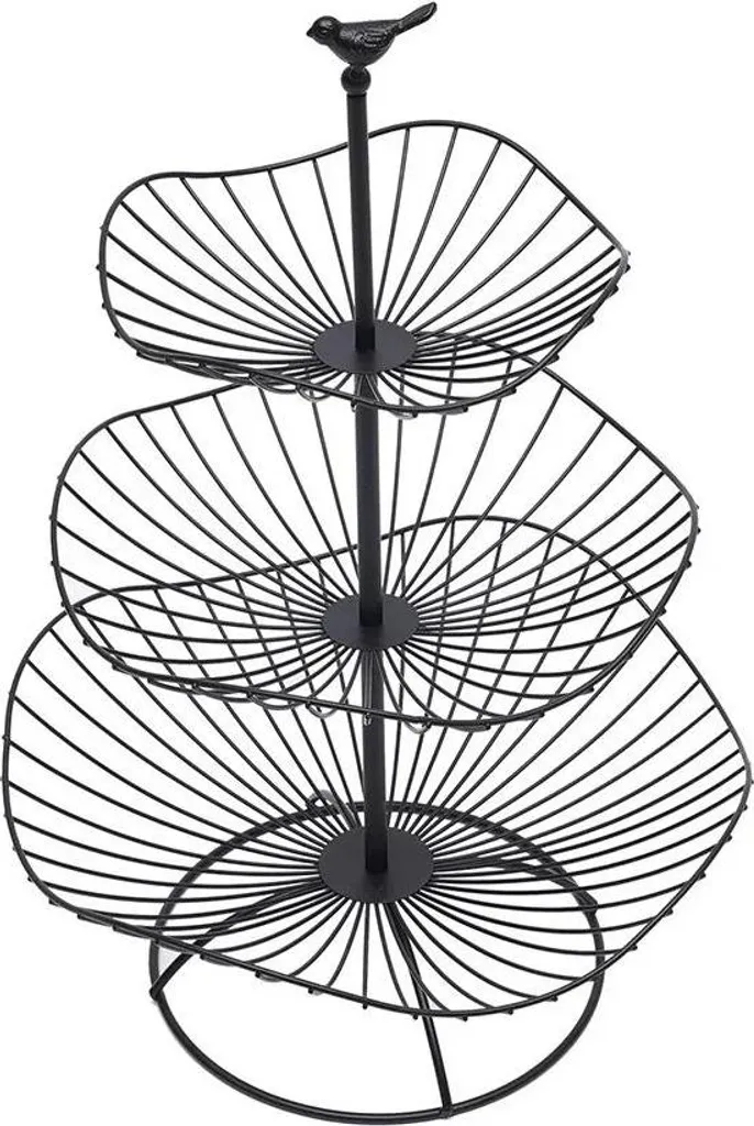 Alzata Espositore 3 Piani Metallo Nero per Frutta e Dolci - 47 cm