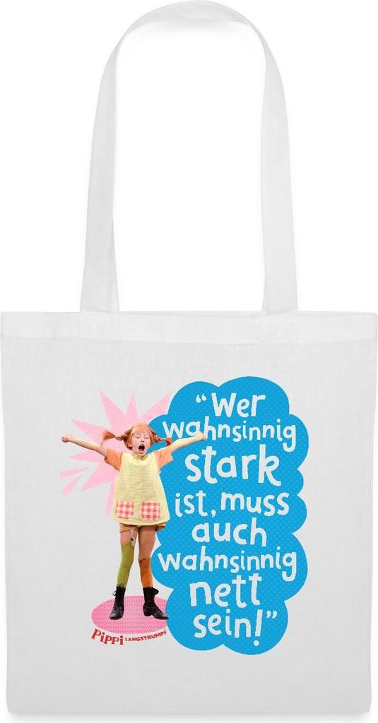 Spreadshirt Pippi Langstrumpf Mit Spruch Stoffbeutel, One size, Weiß
