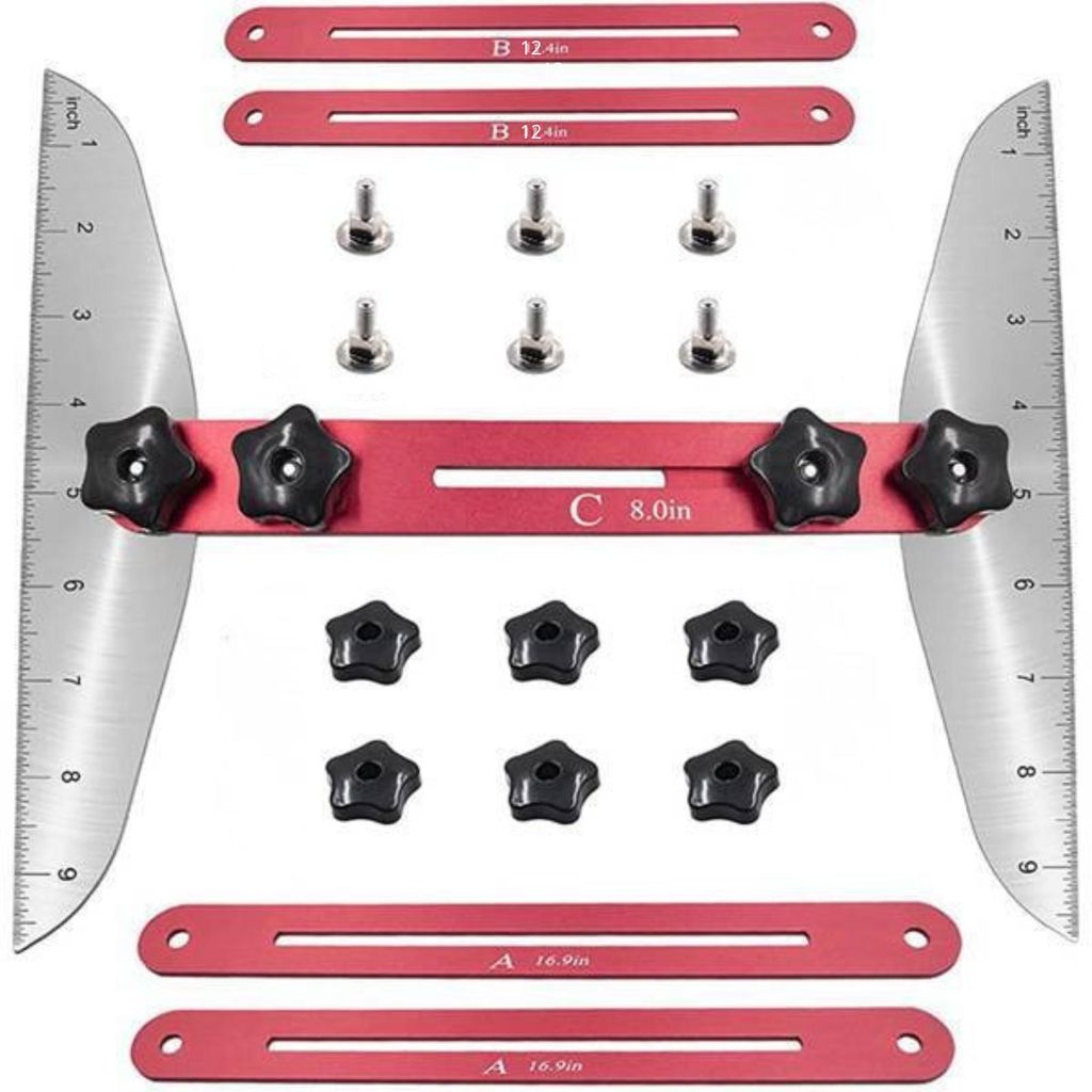 Verstellbare Metall-Treppenschablone 28–152 cm – präzises Produktbild  KI-generiertes Bild