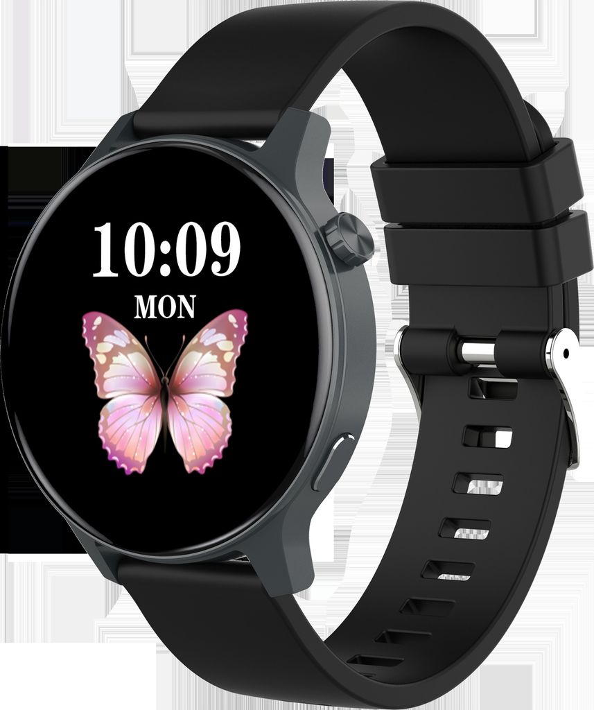 INF Roségoldene Smartwatch mit erweitertem Gesundheits- und Fitness-Tracking Schwarz