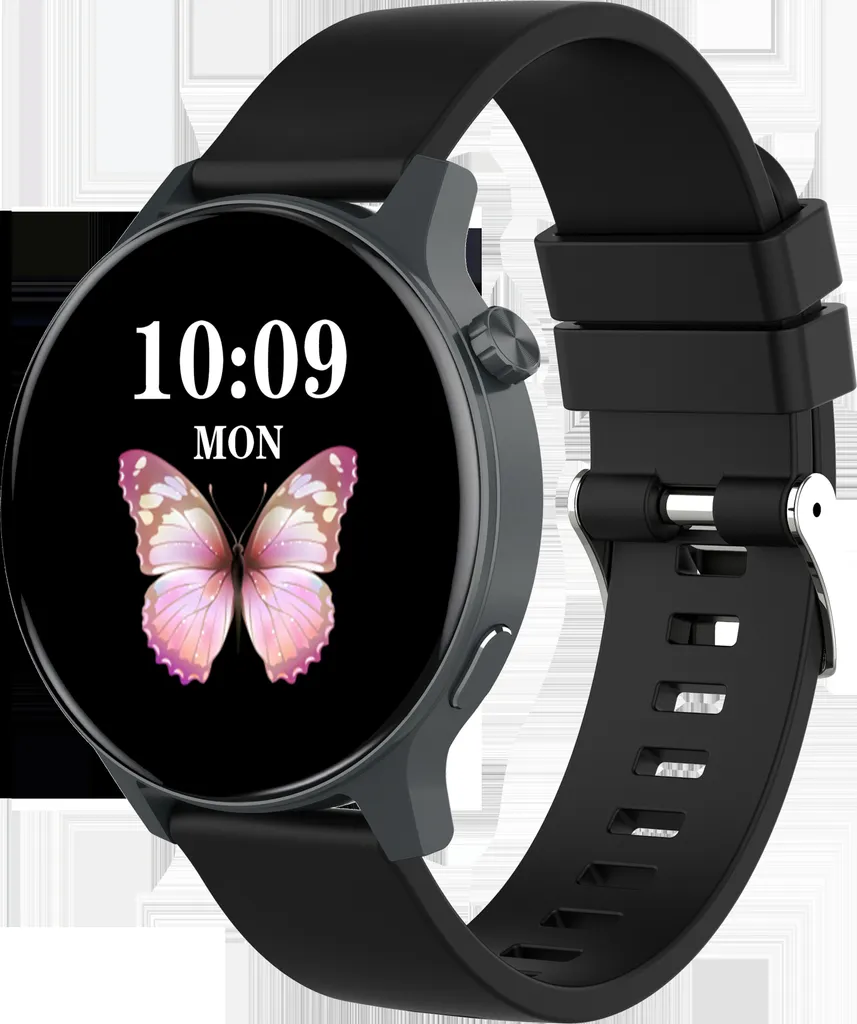 Smartwatch or rose et noir avec capteur de santé avancé et sport tracker