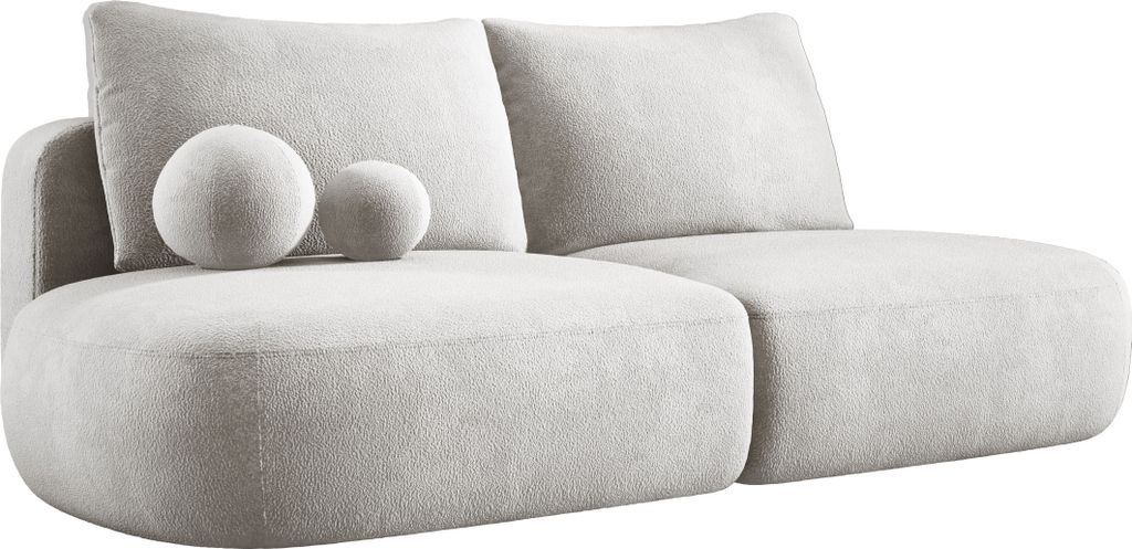 DomoHome Moderne Schlafsofa BABU mit Schlaffunktion – 3-Sitzer Sofa mit Bettkasten, DL-Automat, 2 Rückenkissen, 2 Zierkissen, 240x90x90 cm Beige