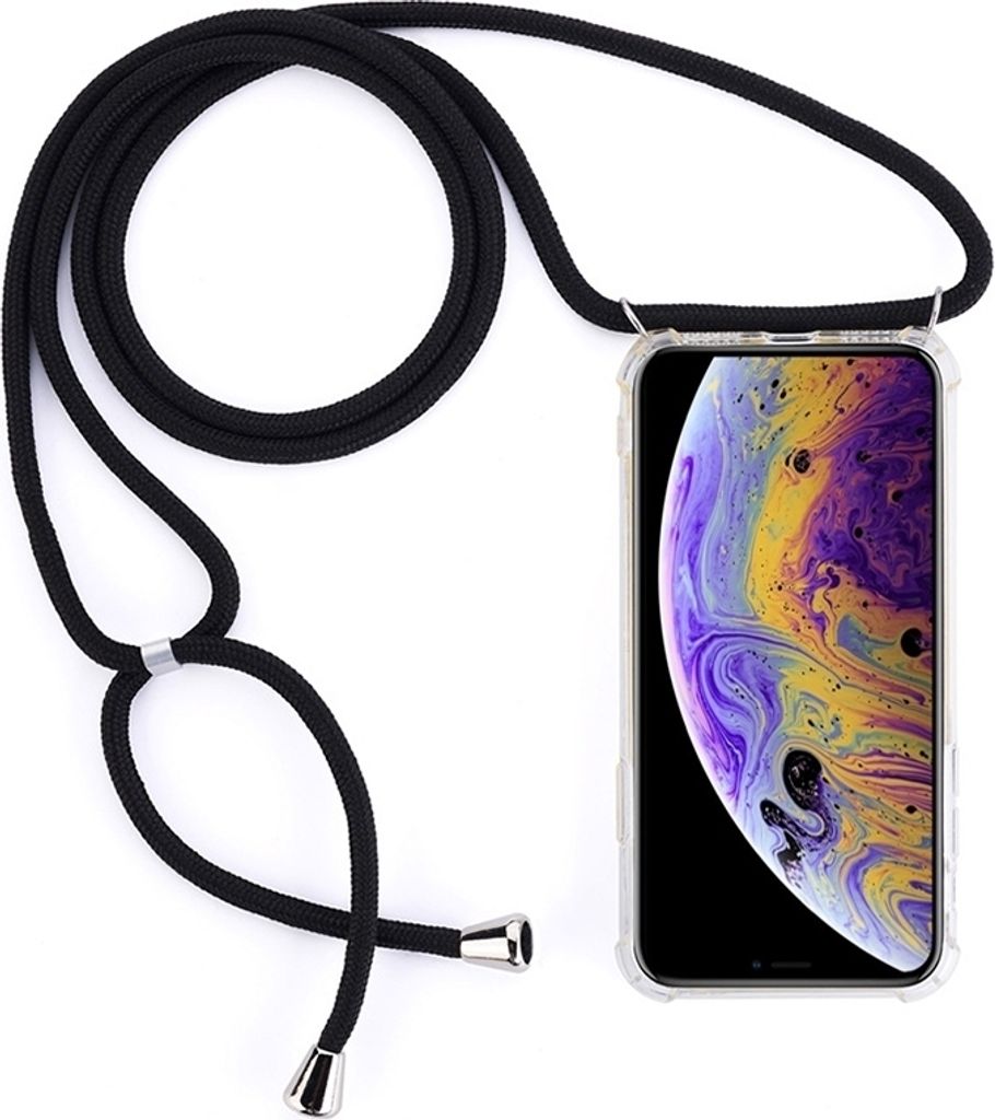 Mobigear Lanyard iPhone X Flexibles TPU Handykette - Transparent / Schwarz