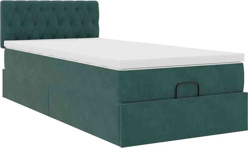 Ottoman-Bett mit Matratze Dunkelgrün 80x200 cm Samt
