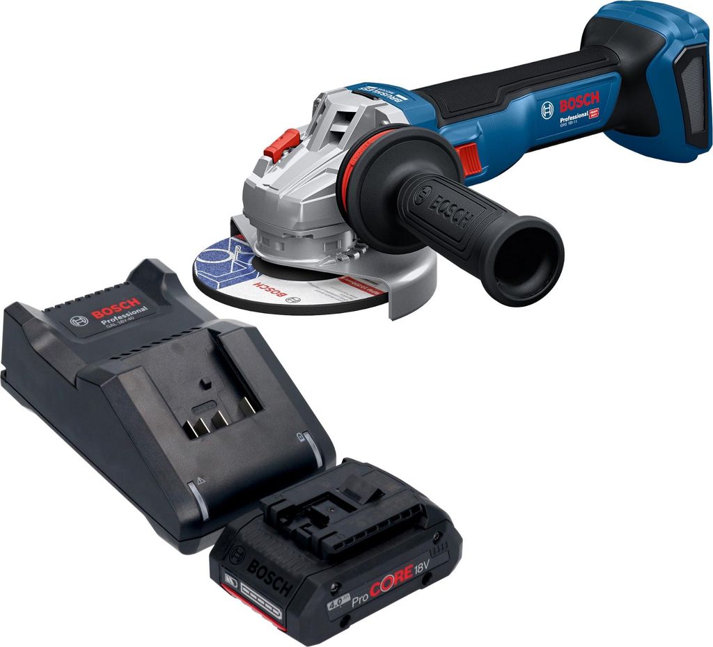 Bosch GWS 18V-11 Professional Akku Winkelschleifer 18 V 125 mm + 1x ProCORE Akku 4,0 Ah + Ladegerät