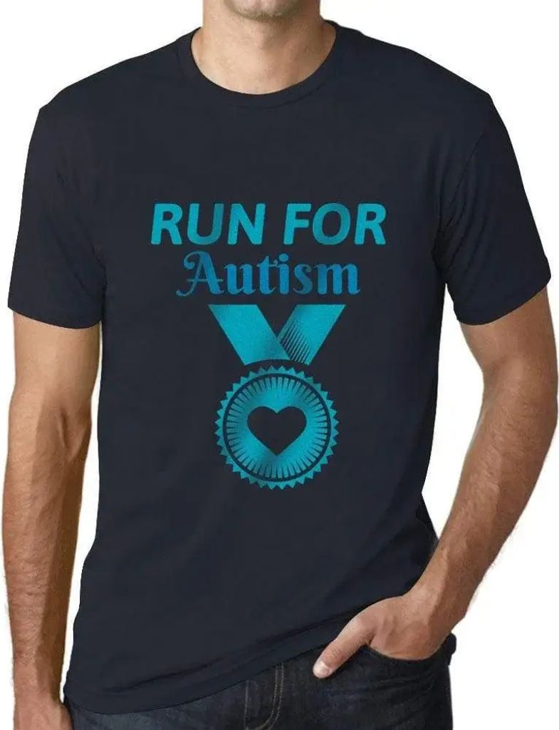 Herren Grafik T-Shirt Lauf für Autismus – Run For Autism – Öko-Verantwortlich Vintage Jahrgang Kurzarm Lustige Druck Geburtstag Geschenk Mann