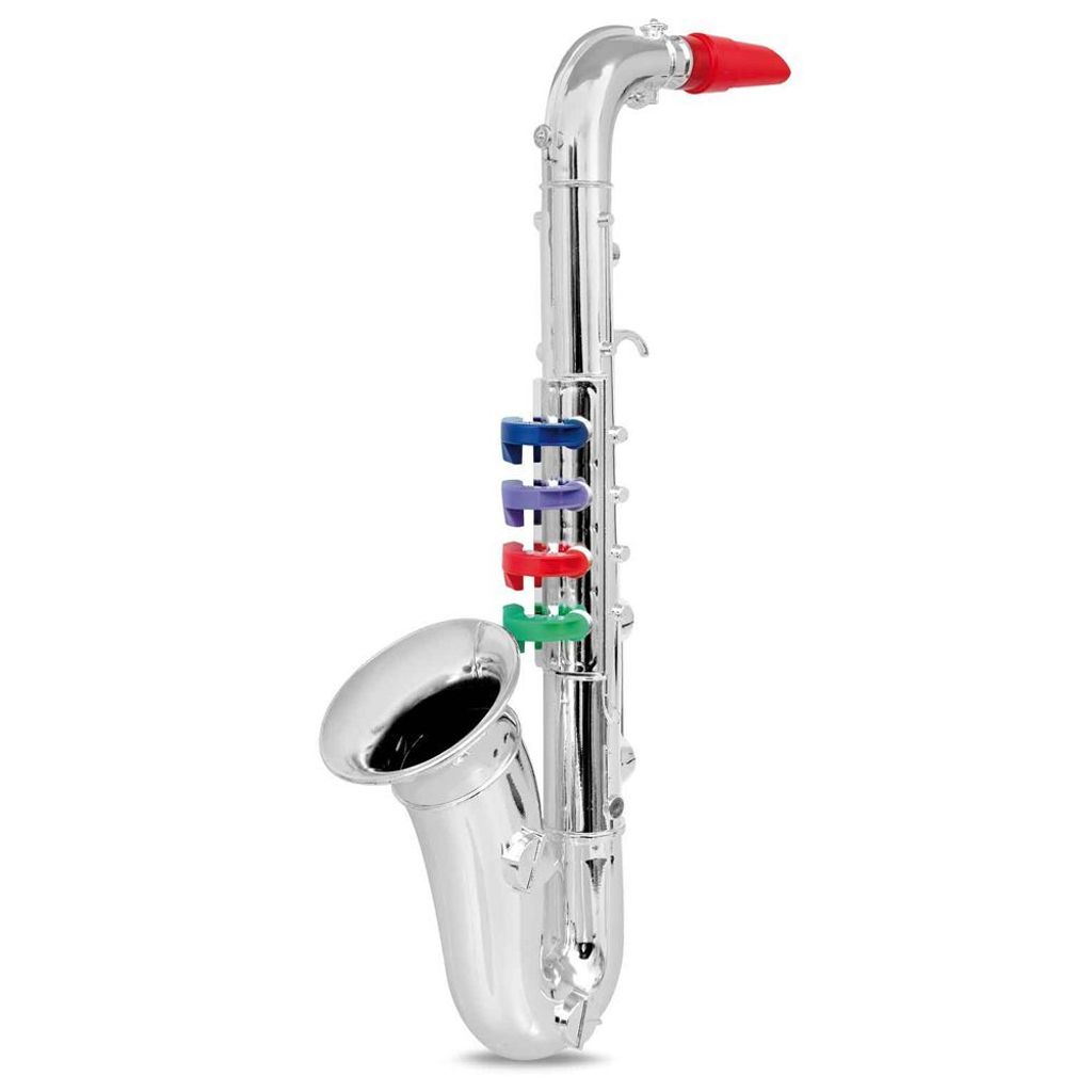 Bontempi SX3931 Kinder Saxophon Saxofon silber Kunststoff 35cm farbige Tasten