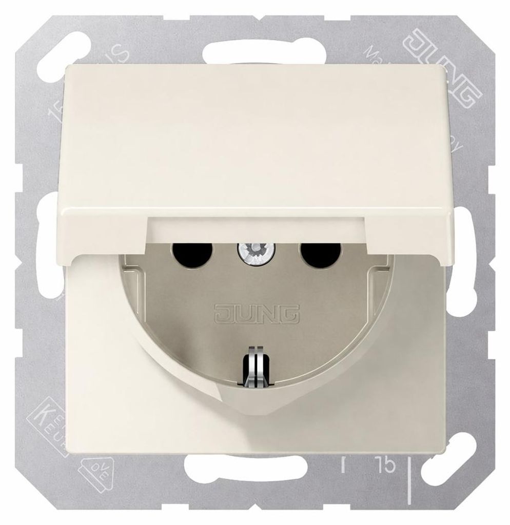 JUNG AS500 Schuko Steckdoseneinsatz mit Klappdeckel Weiß Produktbild 
