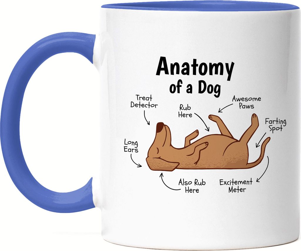 Dog Anatomy Hunde Anatomie Tasse Blau Mit Hund Motiv Für Hundebesitzer Hundeliebhaber Hundemama Hundepapa